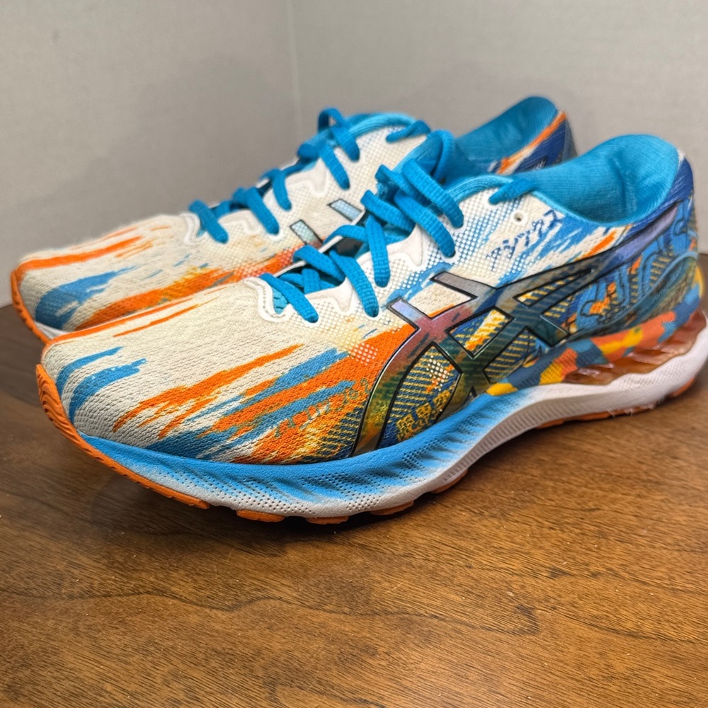 ASICS Womens Gel Nimbus 23 Color Injection Running Shoes Graphic Digital, sz 7